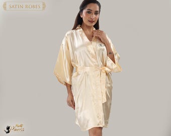 Bridesmaids Satin Robes | Personalized Robes | Bridal Robes| Wedding Party Gift | Custom Satin Robe | Bachelorette Party | Bridesmaid Gift
