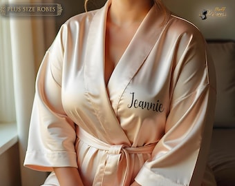 Custom Robes | 6XL Plus Robe | Plus Size Satin Robe | Bridesmaids Satin Robes | Wedding Party Gift | Sleepover Party Robe | Bridesmaid Gift
