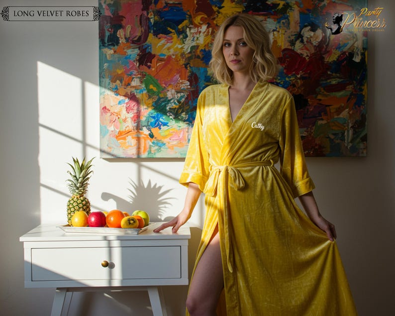 Custom Long Velvet Robe | Personalized Bridal Robe, Bridesmaid Gift ...