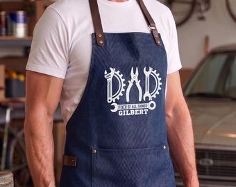 Personalized Fixer Of All Things Apron For Dad, Custom Name Handyman Work Apron, Fathers Day Gift For Mechanic, DIY Dad Or Tool Lover
