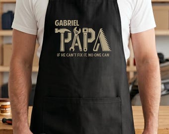 Personalized Papa Apron For Dad, Custom Name Fix It Apron, Fathers Day Gift For Handyman, Mechanic, DIY Dad Or Tool Lover