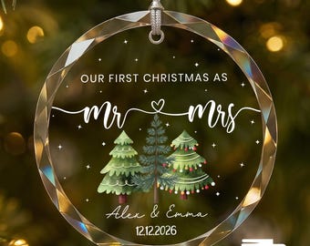 Custom Name Ornament, Our First Christmas As Mr & Mrs Ornament, Gift for Newlywed, Gift for Couple, Christmas Ornament Gift, Family Gift