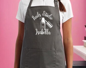 Personalized Manicurist Apron, Nail Saloon Apron, Custom Work Apron, Nail Stylist Apron, Nail Tech Logo Apron, Nail Manicurist Artist Gifts