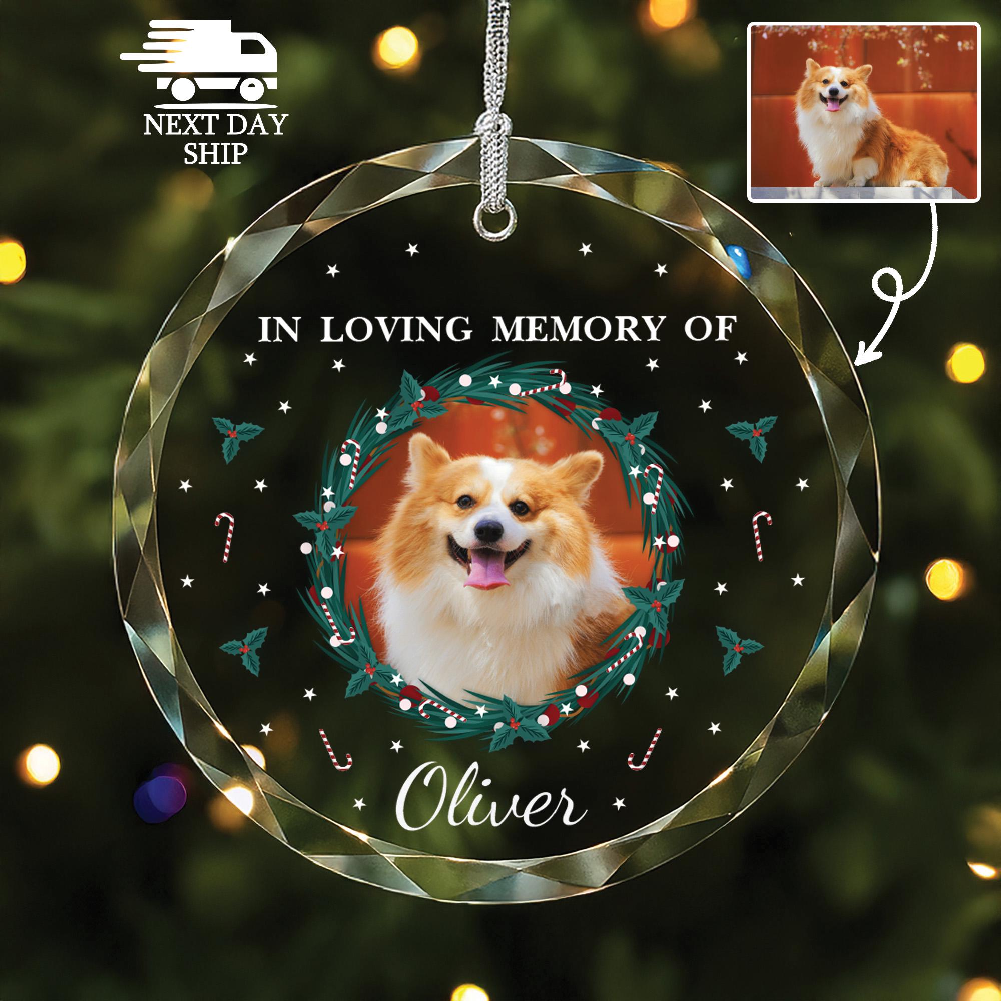 In Loving Memory Pet Ornament, Custom Cat Dog Photo Glass Ornament, Pet Loss Gift for Pet Owners, Pet Loss Remembrance Gift, Sympathy Gift