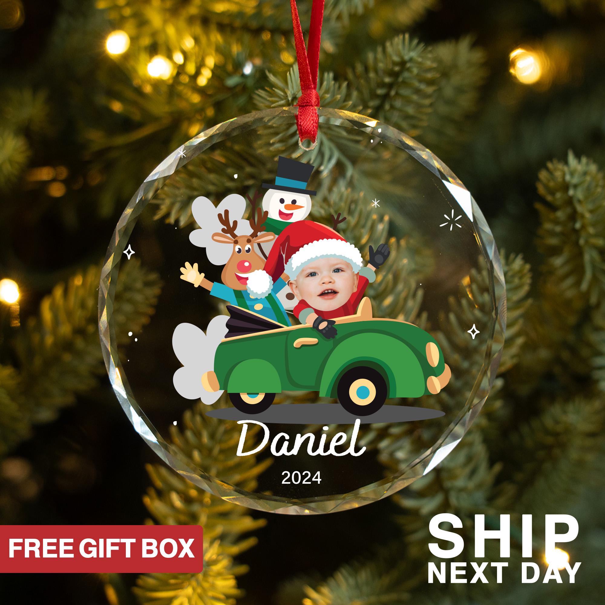 Custom Baby Face Photo Ornament, Personalized Baby Picture Ornament With Name, Funny Christmas Ornament, Cute Baby Gift, Parents Gifts