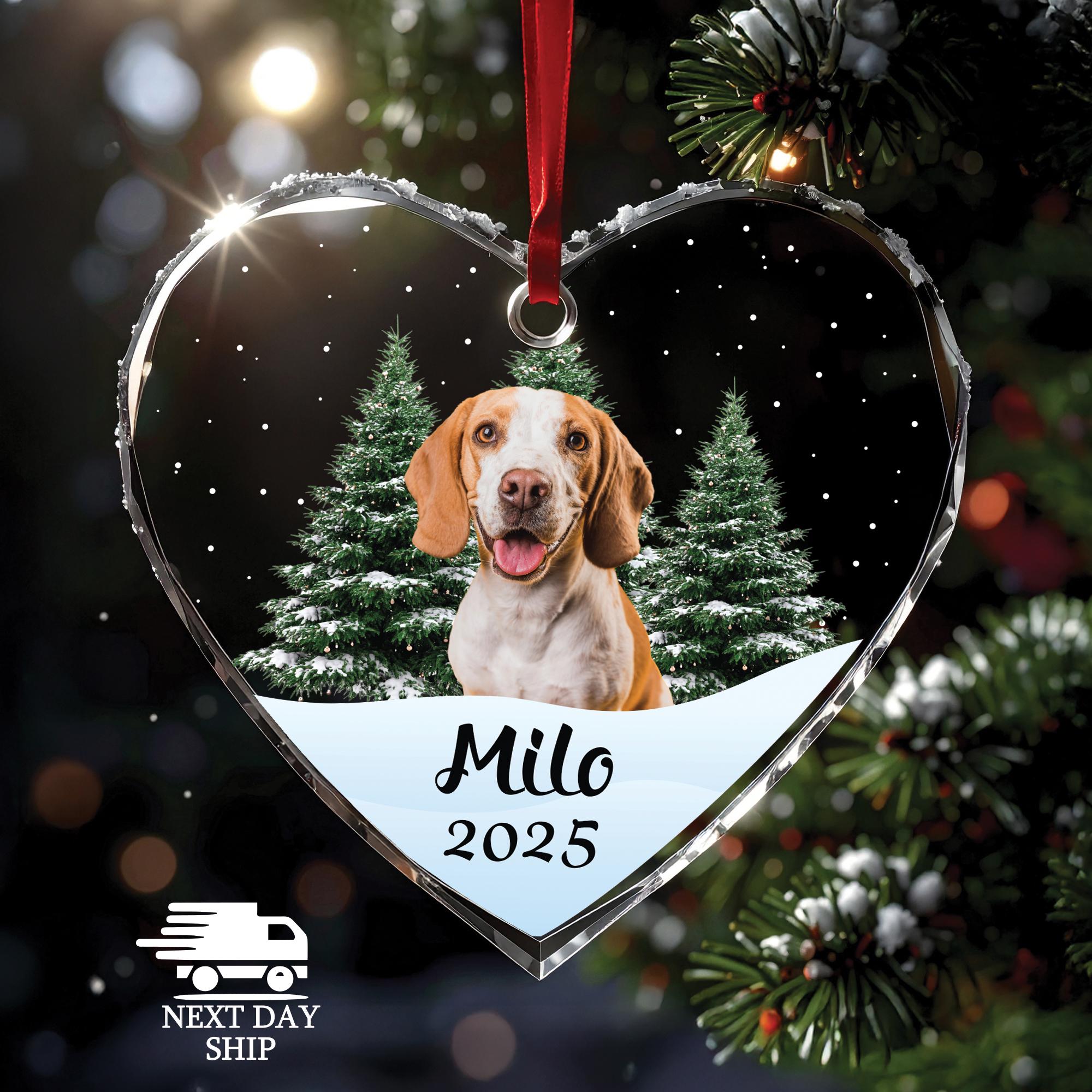 Customized Dog Photo Heart Ornament, Personalized Christmas Ornament, Pet Owner Gift, Cat Picture Ornament, Christmas Tree Decoration