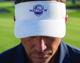 Custom Golf Club Visor, Personalized Golf Ball Logo Hat, Country Club Visor, Golf Tournament Gift, Men's Golf Hat