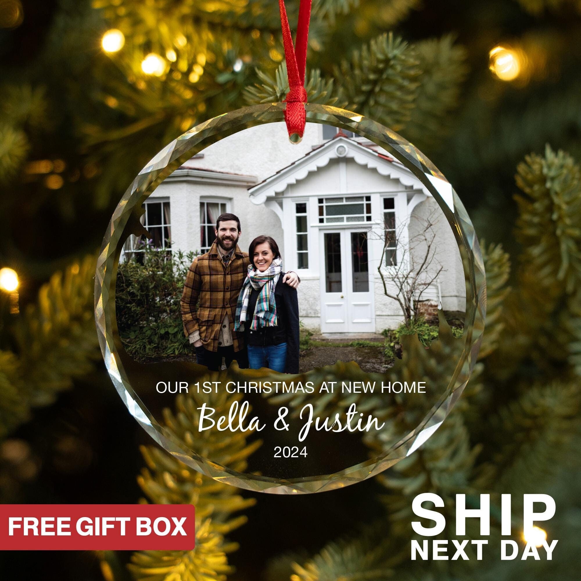 Our 1st Christmas At New Home Custom Photo Ornament, Personalized Home Picture Ornament, Name Ornament, New Home Gift, Christmas Home Decor