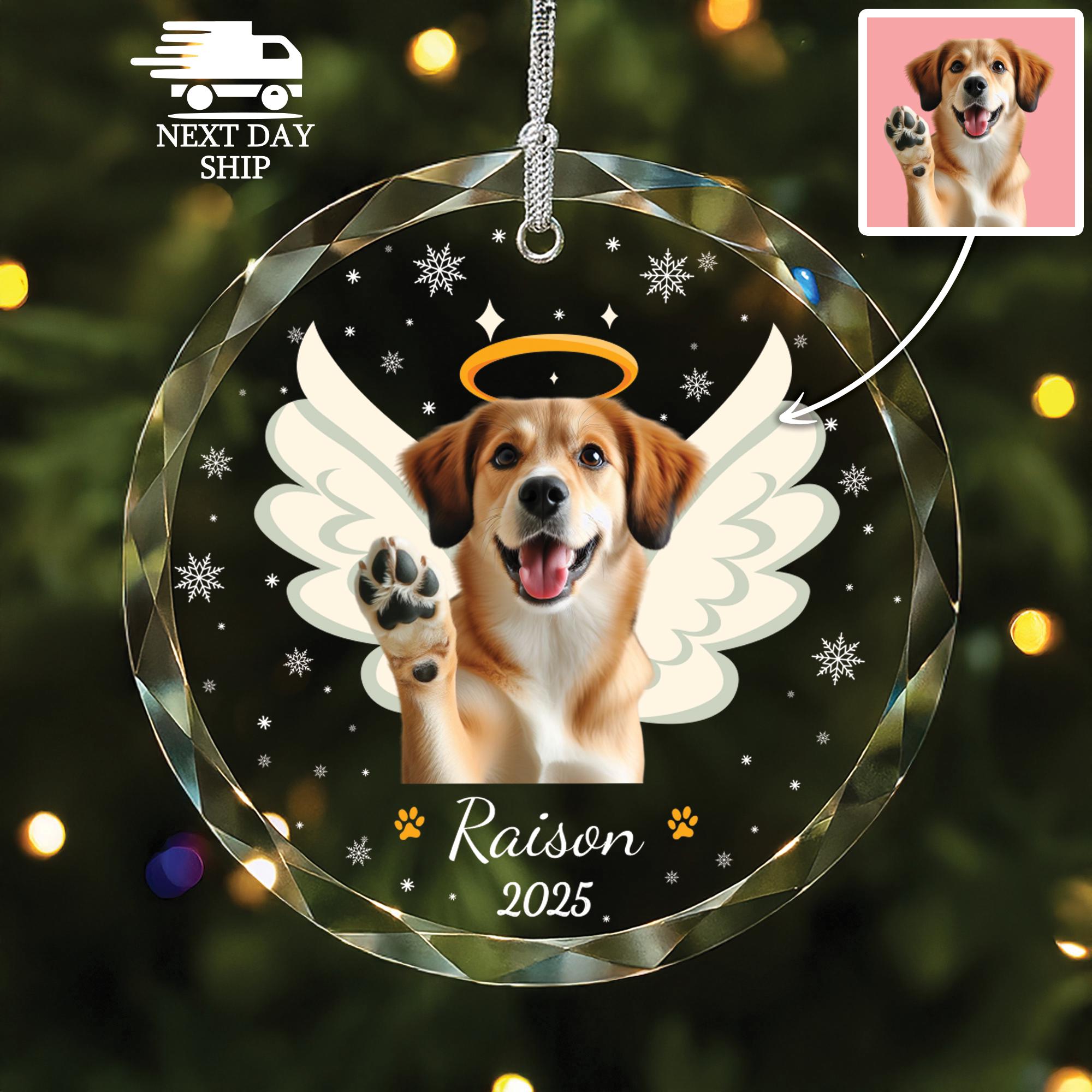 Dog Memorial Angel Wings Ornament, Pet Loss Ornament, Pet Memorial Gift, Custom Pet Keepsake for Christmas Tree, Custom Remembrance Gift