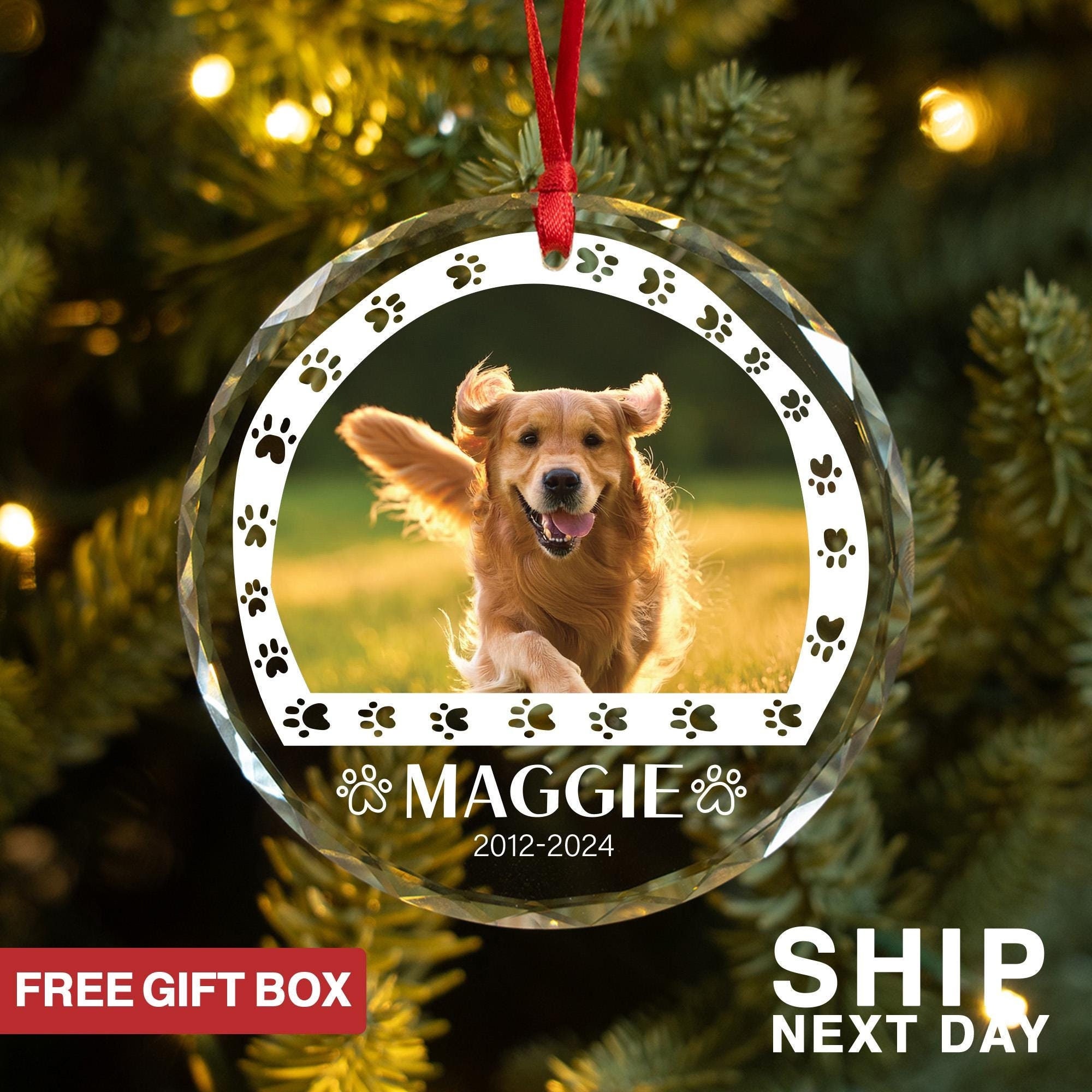 Custom Dog Picture Ornament, Memorial Dog Keepsake, Personalized Dog Loss Ornament, Dog Owner Gift, Dog Lover Gift, Holiday Keepsake Gift