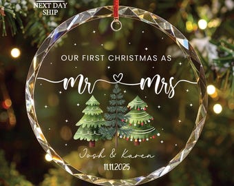 Custom Name Ornament, Our First Christmas As Mr & Mrs Ornament, Gift for Newlywed, Gift for Couple, Christmas Ornament Gift, Family Gift