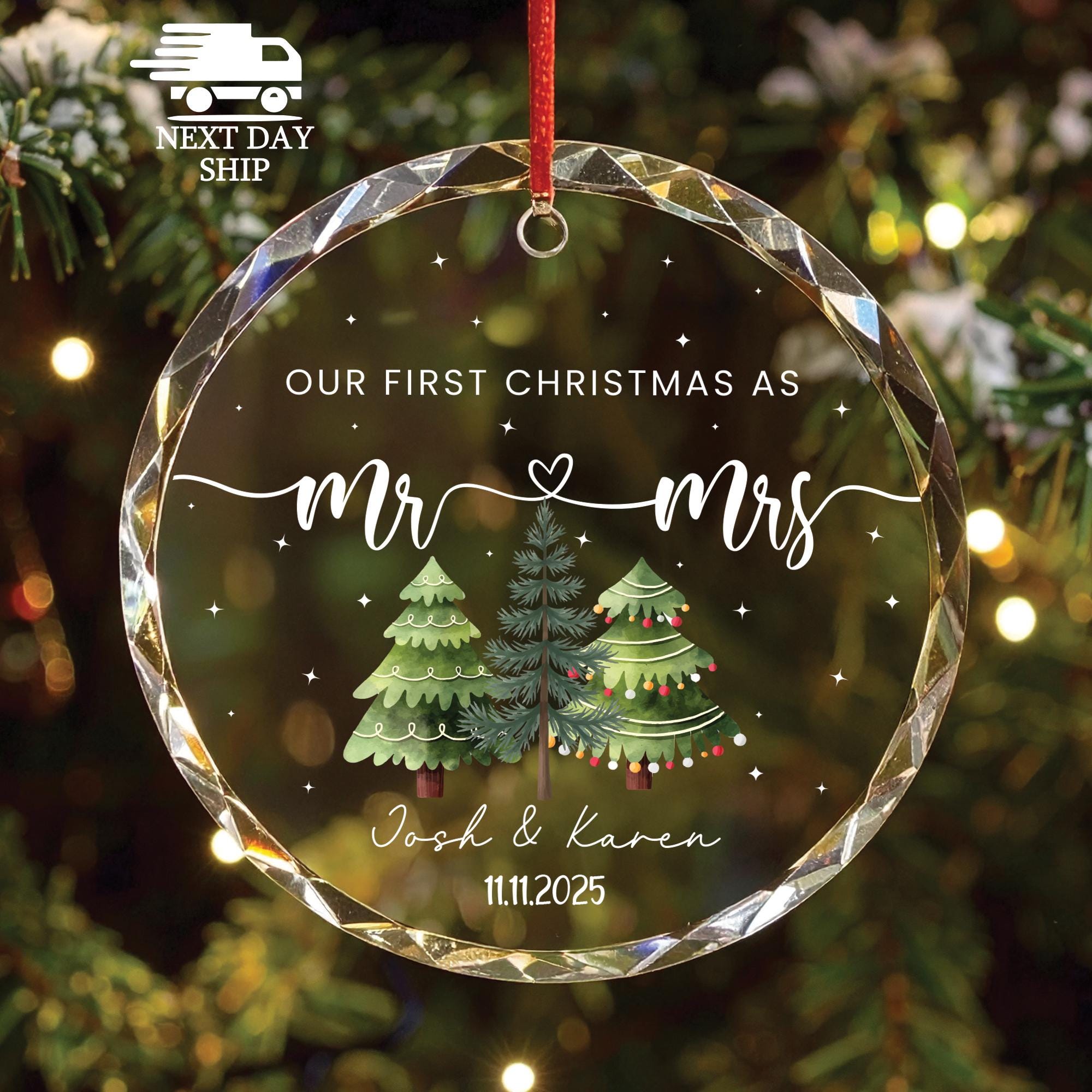 Primo Natale Insieme Famiglia Di Tre 2024 – Decorazione In Ceramica Per Albero, 7,5 Cm, Con Nastro E Scatola Regalo - 2