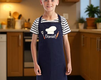 Kids Name Apron, Personalized Chef Apron for Kids, Custom Kids Gifts, Cotton Polyester Apron, Child Aprons, Toddler Gifts, Kids Cooks Apron