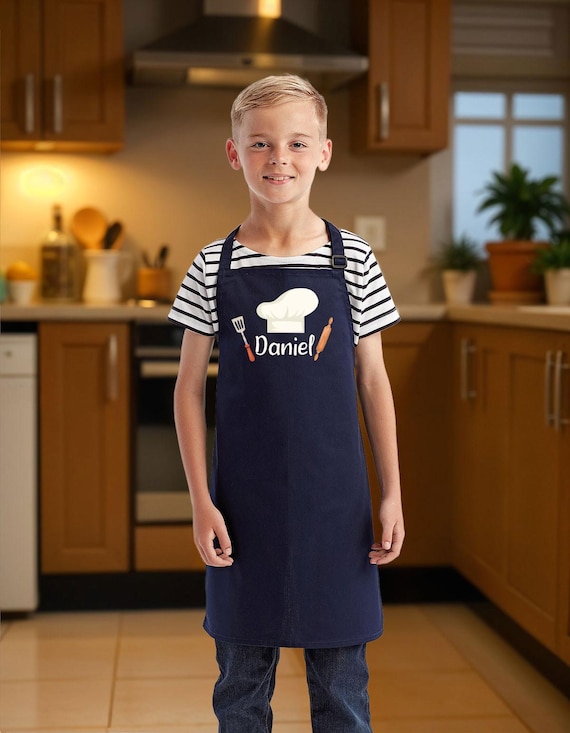 Kids Name Apron, Personalized Chef Apron for Kids, Custom Kids Gifts, Cotton Polyester Apron, Child Aprons, Toddler Gifts, Kids Cooks Apron