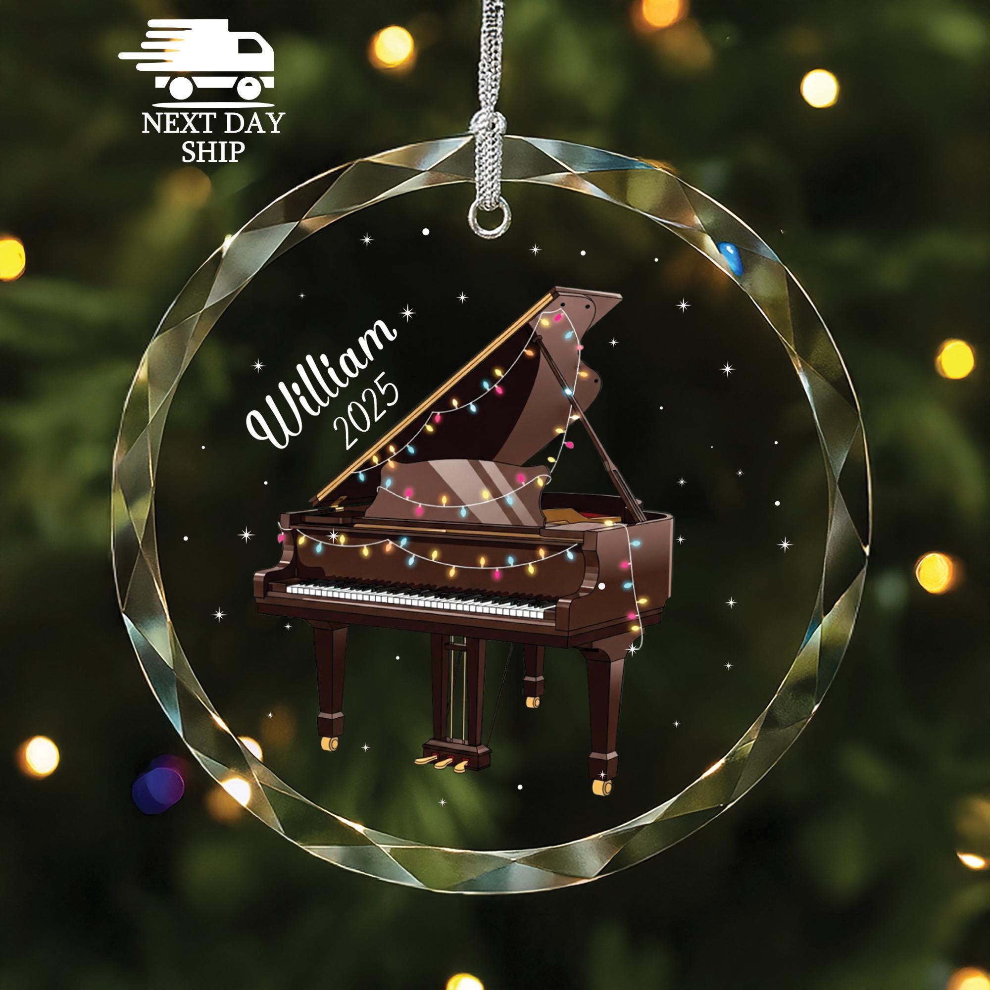 Personalized Piano Ornament, Custom Pianist Name Ornament, Musician Gift, Piano Teacher Gift, Holiday Decoration,Christmas Gift,Gift For Kid