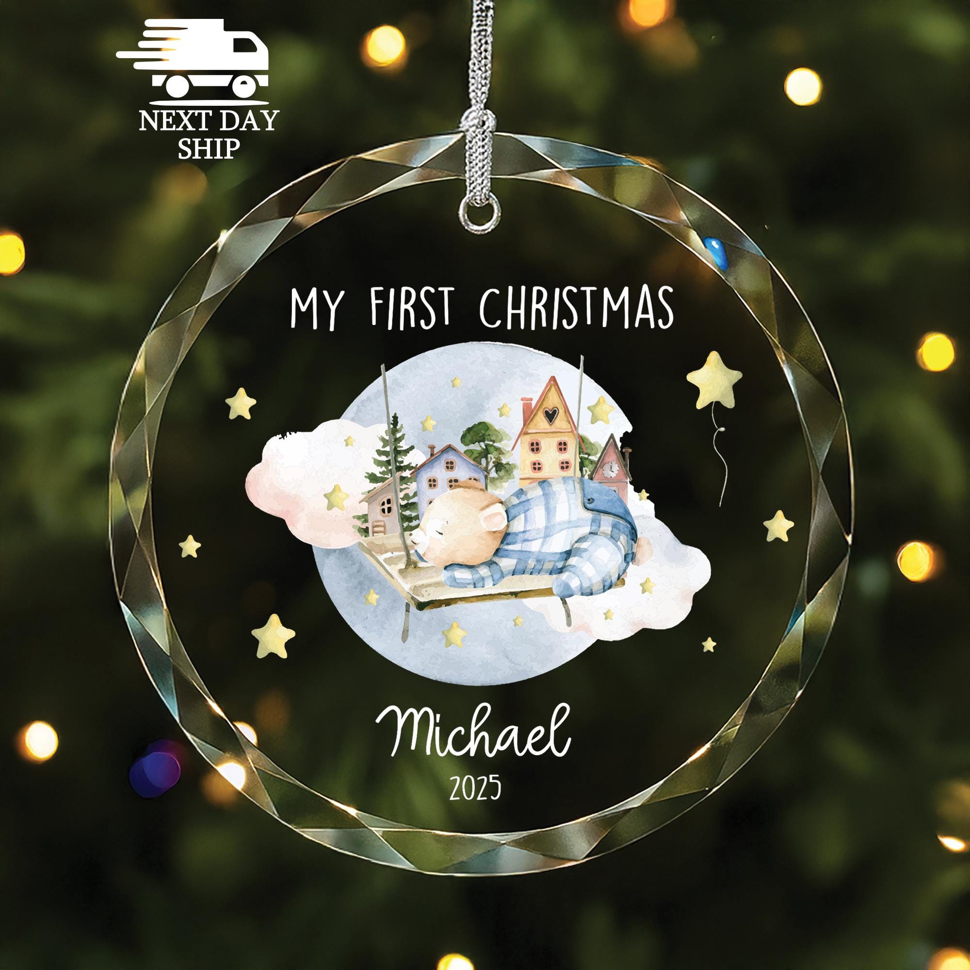Personalized My First Christmas Ornament, Custom Baby Name Ornament, Nursery Room Ornament Decor, New Born Gift, New Mom Gift For Christmas