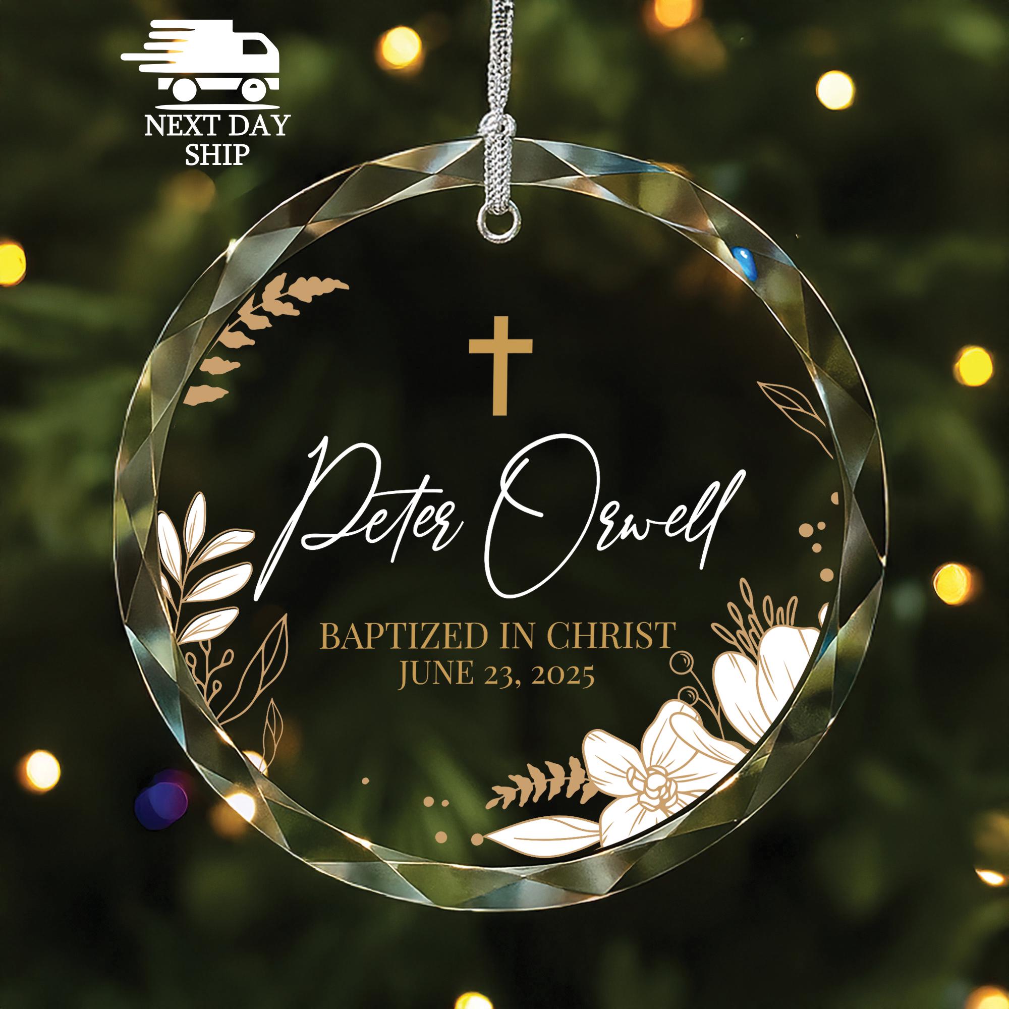 Personalized Baptize Ornament, Custom Baby Name Ornament, Baptized In Christ, Nursery Room Hanging Ornament Decor, Christian Gift For Baby