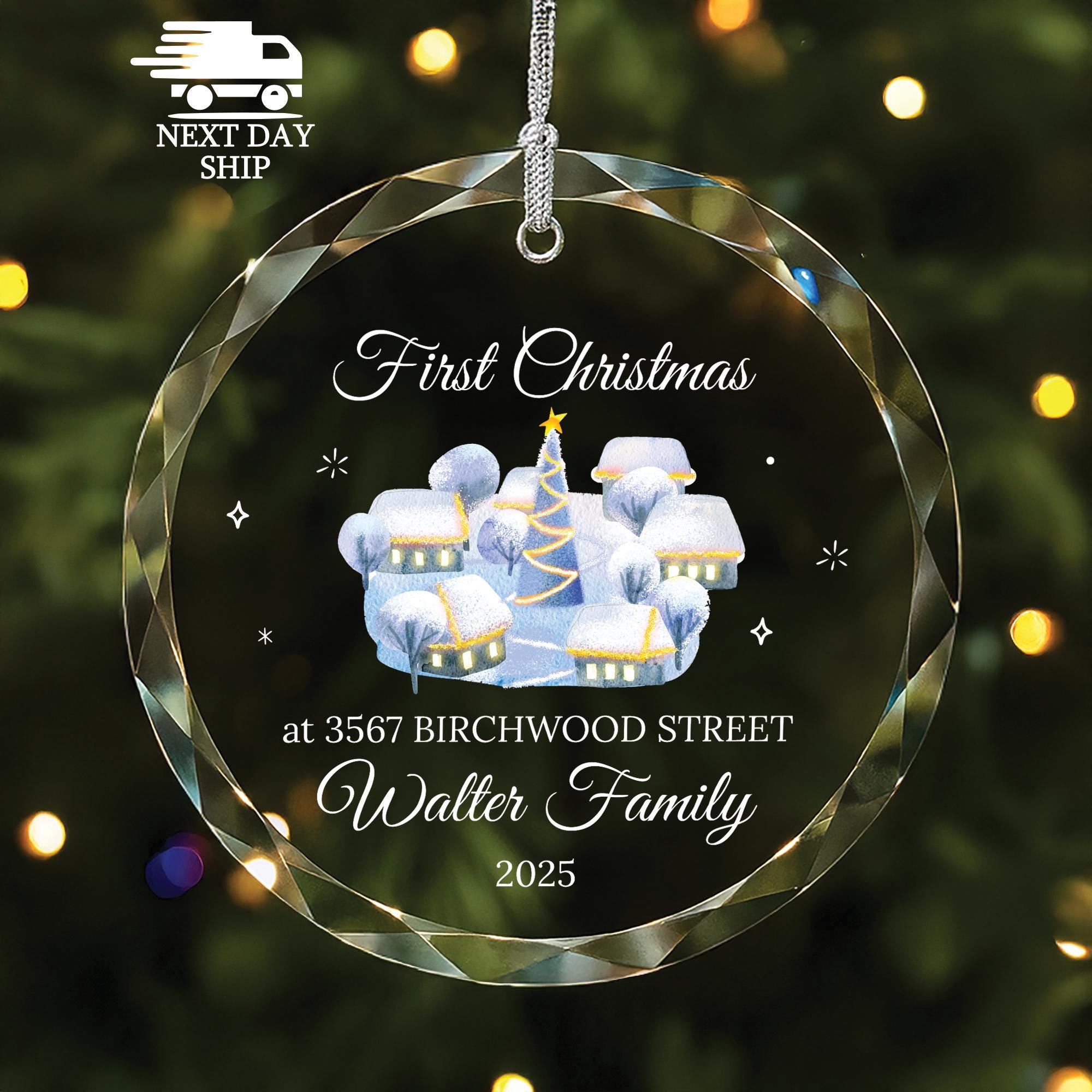 Personalized First Christmas Ornament, Custom Address Ornament, Holiday New Home Decor Gifts, New Apartment Gifts, Christmas Moving Gift