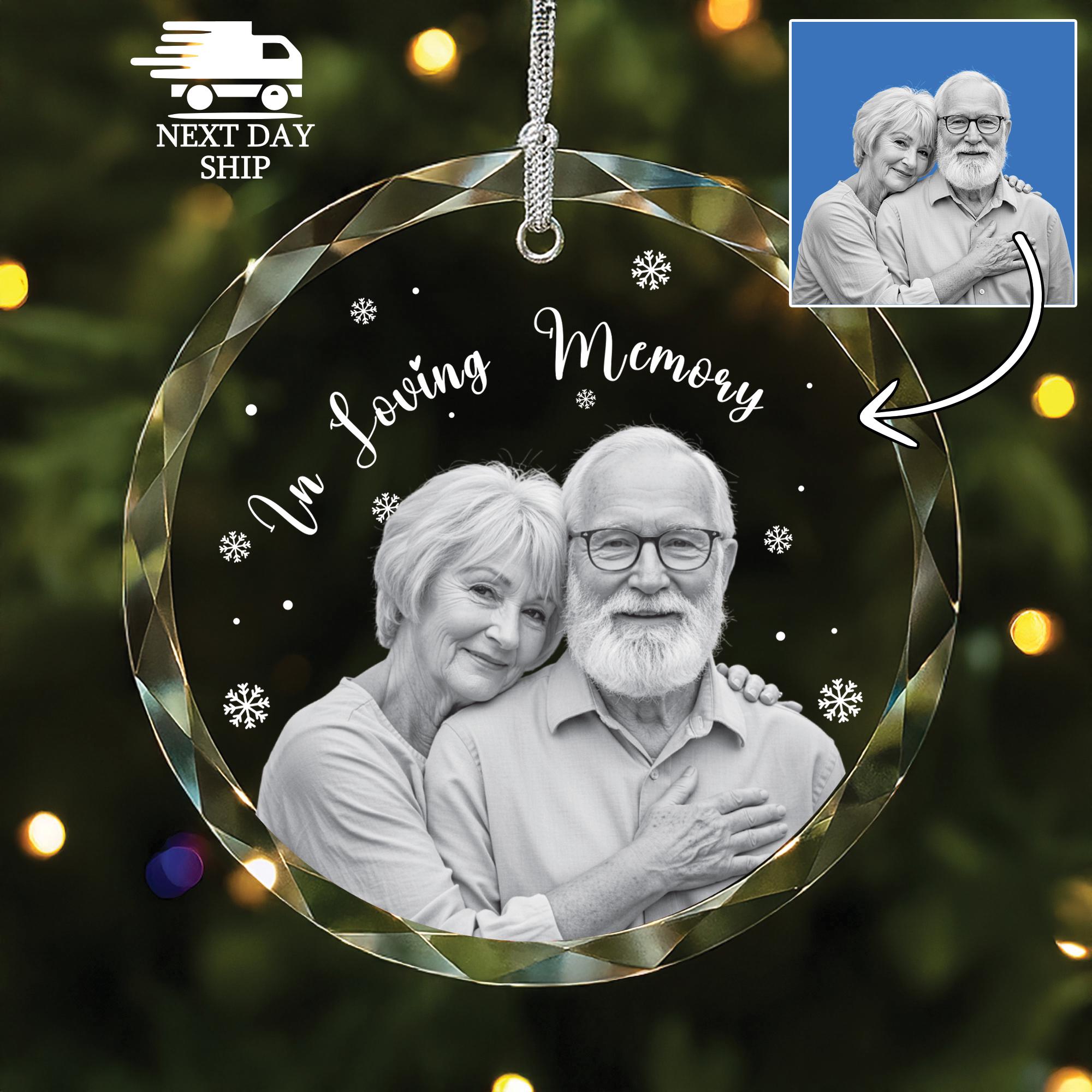 In Loving Memory Grandparents Ornament, Personalized Memorial Glass Keepsake, Loss of Grandma and Grandpa Gift, Remembrance Ornament