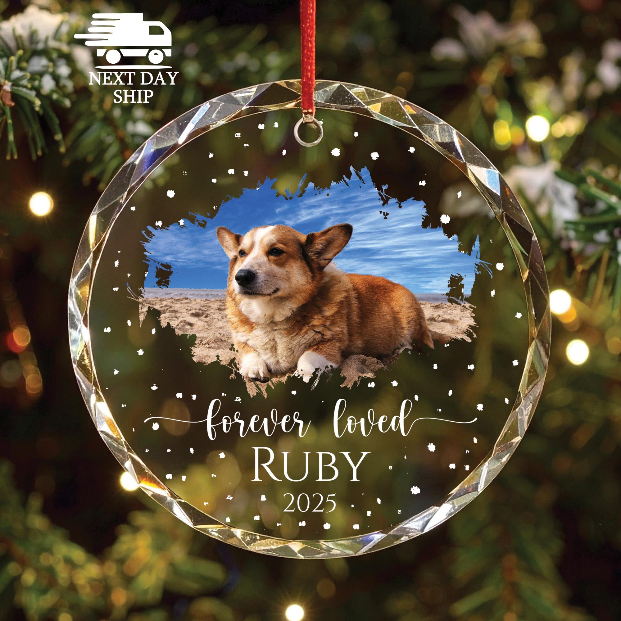 Forever Loved Dog Cat Photo Ornament, Personalized Pet Loss Gift, Custom Pet Picture Memorial Keepsake, Gift For Dog Mama, Cat Lover Gift