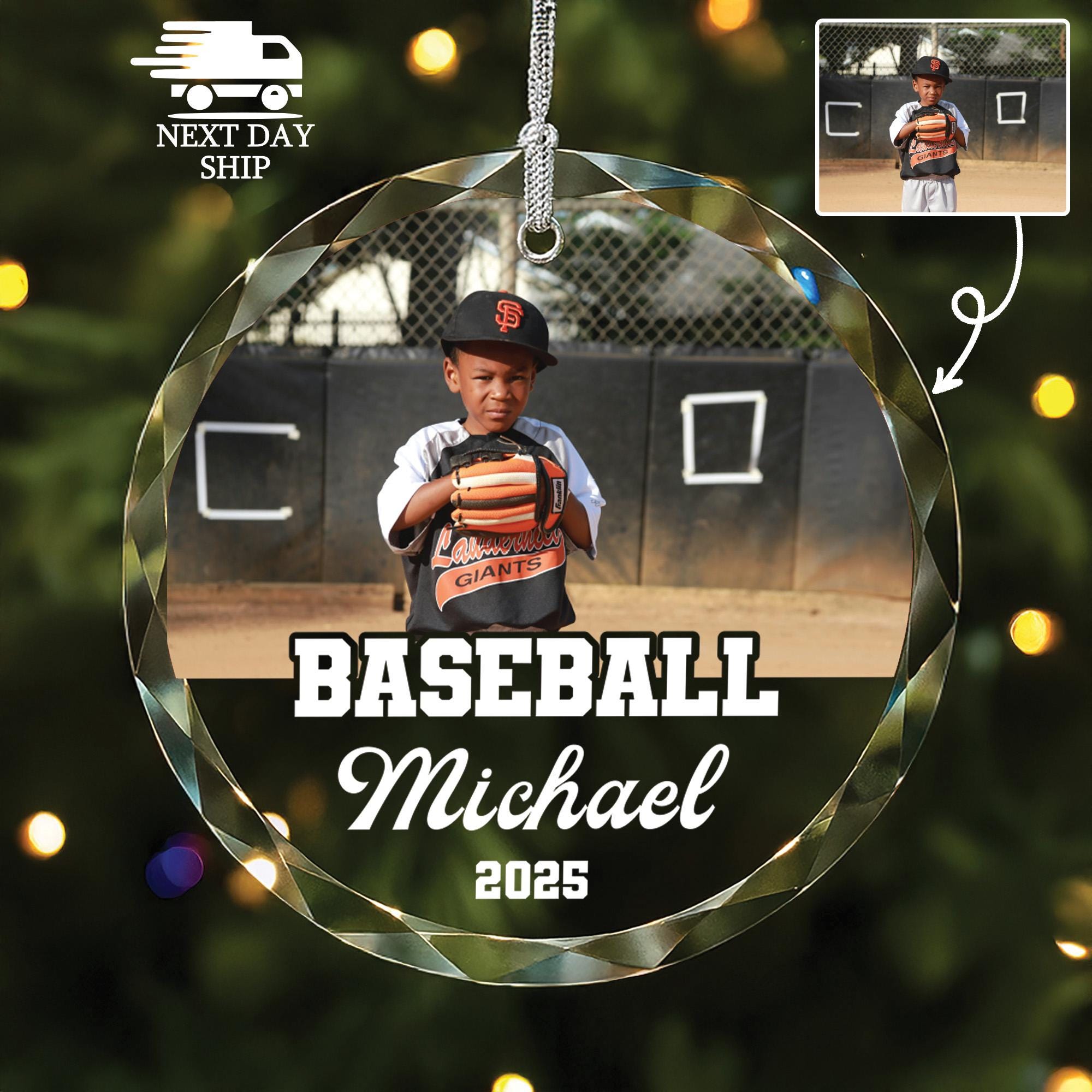 Baseball Photo Ornament, Sport Player Christmas Gift, Boy Baseball Keepsake, Team Keepsake, Sports Team Gift for Boys, Xmas Tree Decoration