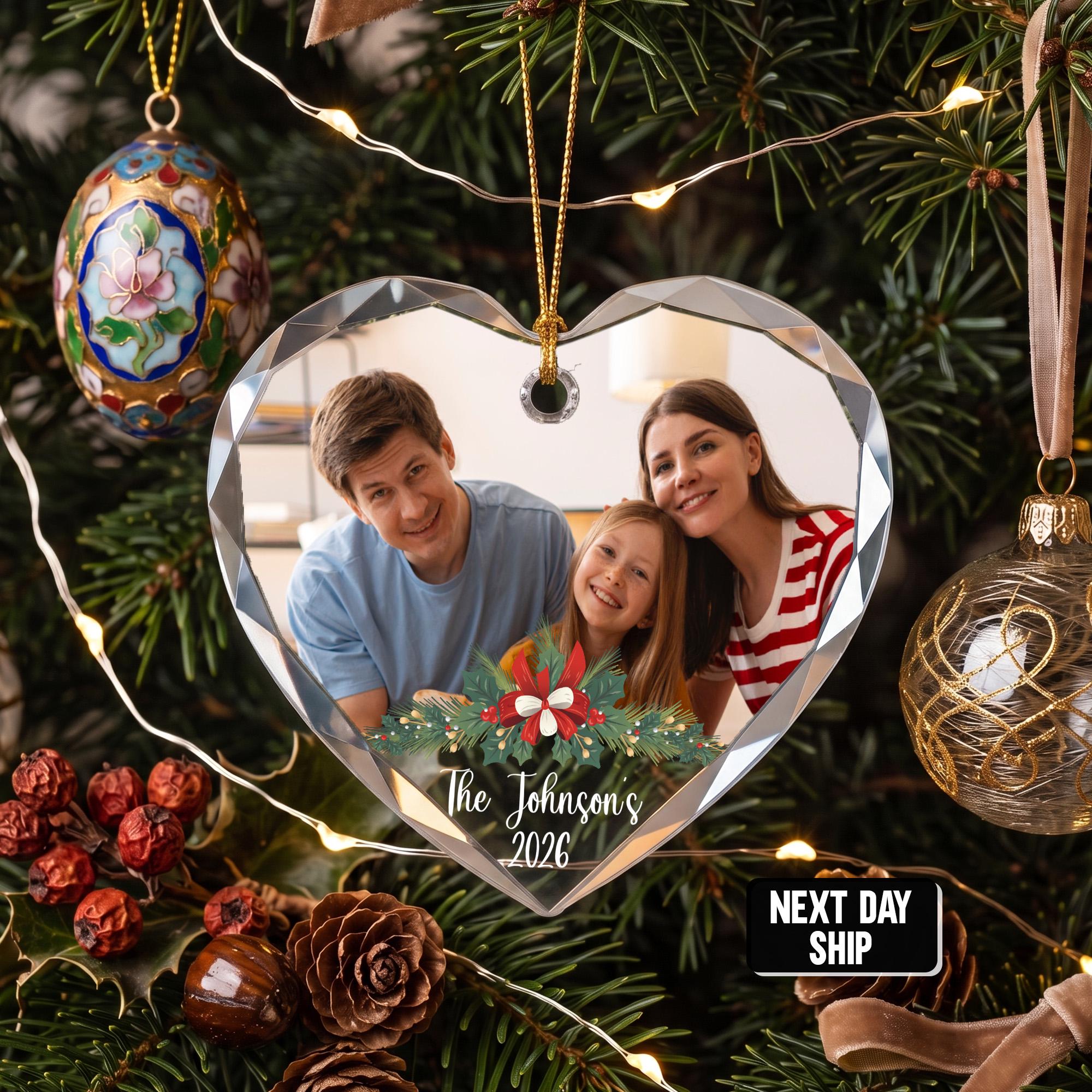 Personalized Photo Christmas Ornament, Custom Picture Ornament, Family Name Ornament, Acrylic Ceramic Glass Christmas Keepsake