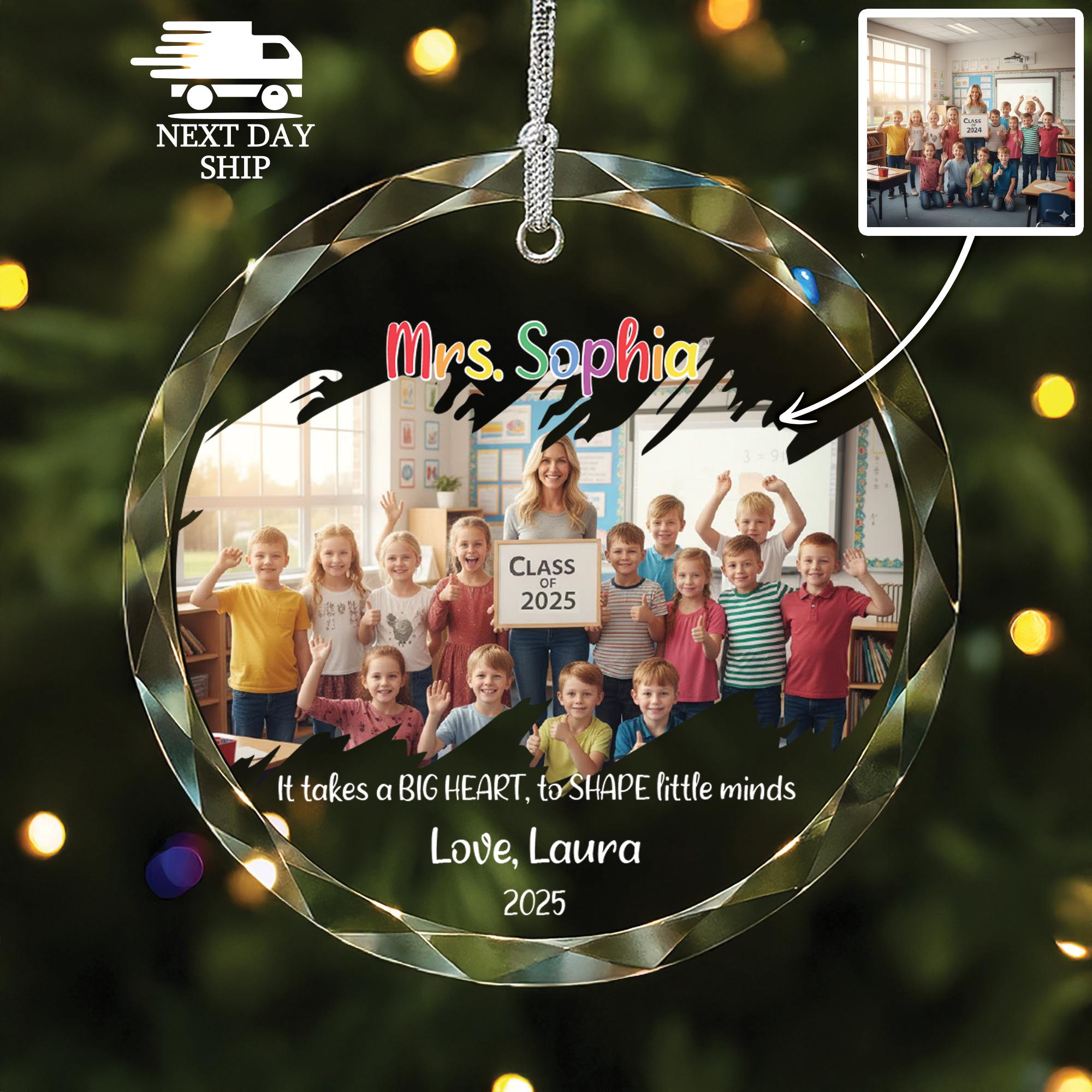 Teacher Christmas Gift, Custom Teacher Ornament with Class Photo, Class of 2026, End of School Year Gift, Teacher Appreciation Gift