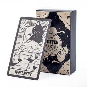Süßes Kätzchen Bedeutung Tarot Karte - Schwarz Weiß - Bedeutung - Anfänger Tarot - Schlüsselwort - Antik - Tarot Deck - Tarot lernen - 78 Karten