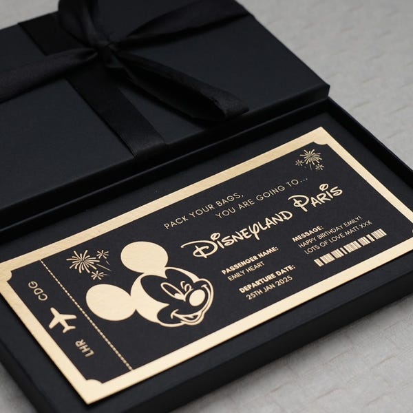 Disneyland Paris Ticket | Disney World | Surprise Ticket | Surprise Gift | Gift Ticket | Gift Voucher | Boarding Pass | Personalised Gift