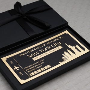 New York Boarding Pass | Foil Ticket | Holiday Ticket | Travel Ticket | All Destinations | Gift Ticket | Gift Voucher | Personalised |