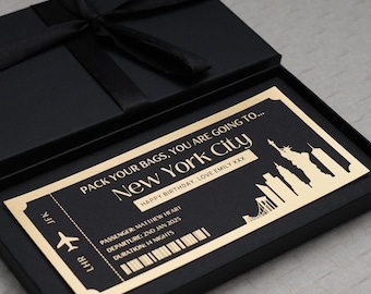 New York Boarding Pass | Foil Ticket | Holiday Ticket | Travel Ticket | All Destinations | Gift Ticket | Gift Voucher | Personalised |