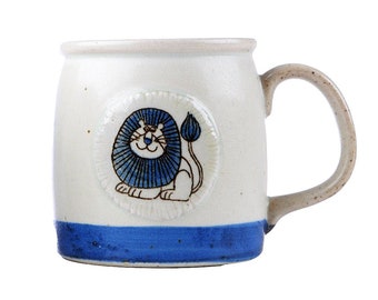 CUPS / MUGS 4 LIONS blue gray cartoon british africa zoo mother nature feline big cats Vintage Ironstone ceramic Drinking Barware Coffee 16