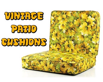 CHAIR CUSHIONS Patio Living Room Lounge Seat cushion Flowers Mod Mid Century Eames bertoia woodard TheHeartTheHome.com