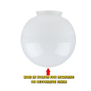 LAMP GLOBE SHADE Milk Glass bulb Mid Century Mod White fixture hole in top display atomic swag pendant hanging ceiling mount replacement