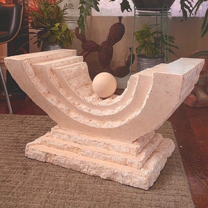 TABLE BASE PostModern 1980s Tessellated  Coffee Base Stone plaster Magnussen Ponte NEW Old Stock pomo