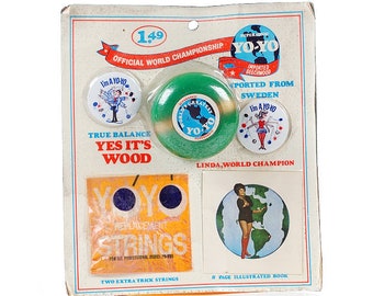 YO YO Supersonic Pins Sweden Beechwood String World Champion Linda Mid Century game Kids Toys Vintage 1960s Mid Century Original Box 42