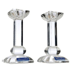 Candle Holders Crystal Villeroy Boch Germany Lead Pair Contemporary Ornate Decorative Nick Knack Shelf Piece Interior Design lighting 42