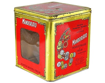 Italian Container Mandorlato Metal Kitchen Nick Nack Cubby Curiosity Gift Red Gold Culinary Chef Cooking Decor Storage Organize Italia 3