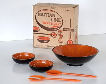 Tiki HAITIAN LINE THERMO Salad Bowl 5 piece Set  With Original Box! + Brought To You By TheHeartTheHome on Etsy! 20