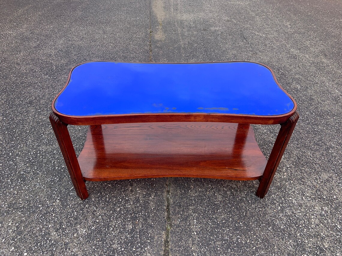 Cobalt glass COFFEE TABLE french Art Deco 1930s 1940's Etsy