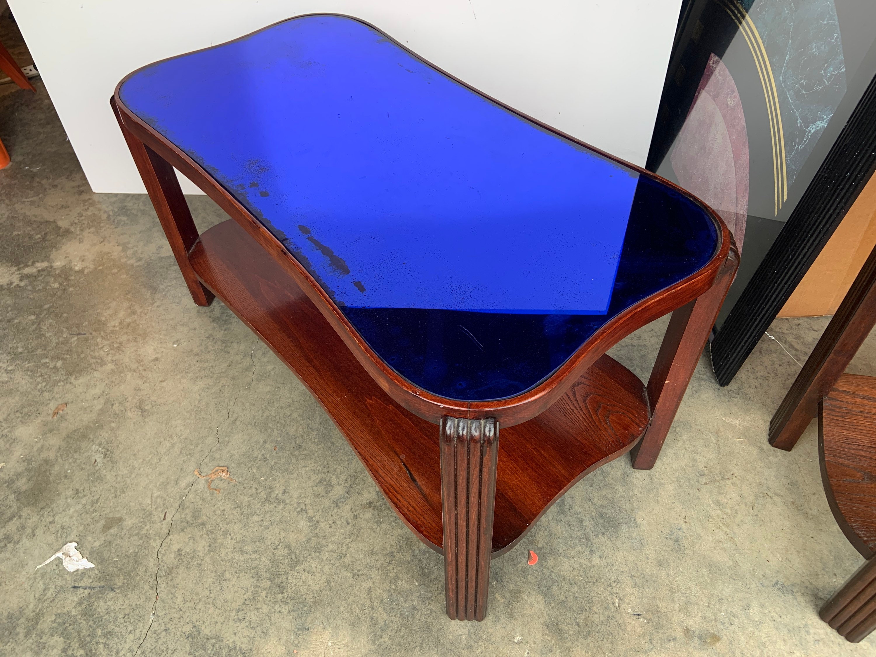 Cobalt glass COFFEE TABLE french Art Deco 1930s 1940's Etsy