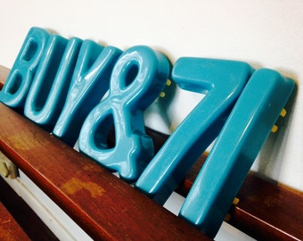 Vintage Carolina Blue 6&quot; Plastic Neon Sign / Marquee LETTERS & NUMBERS  Brought To You By TheHeartTheHome on Etsy! 2