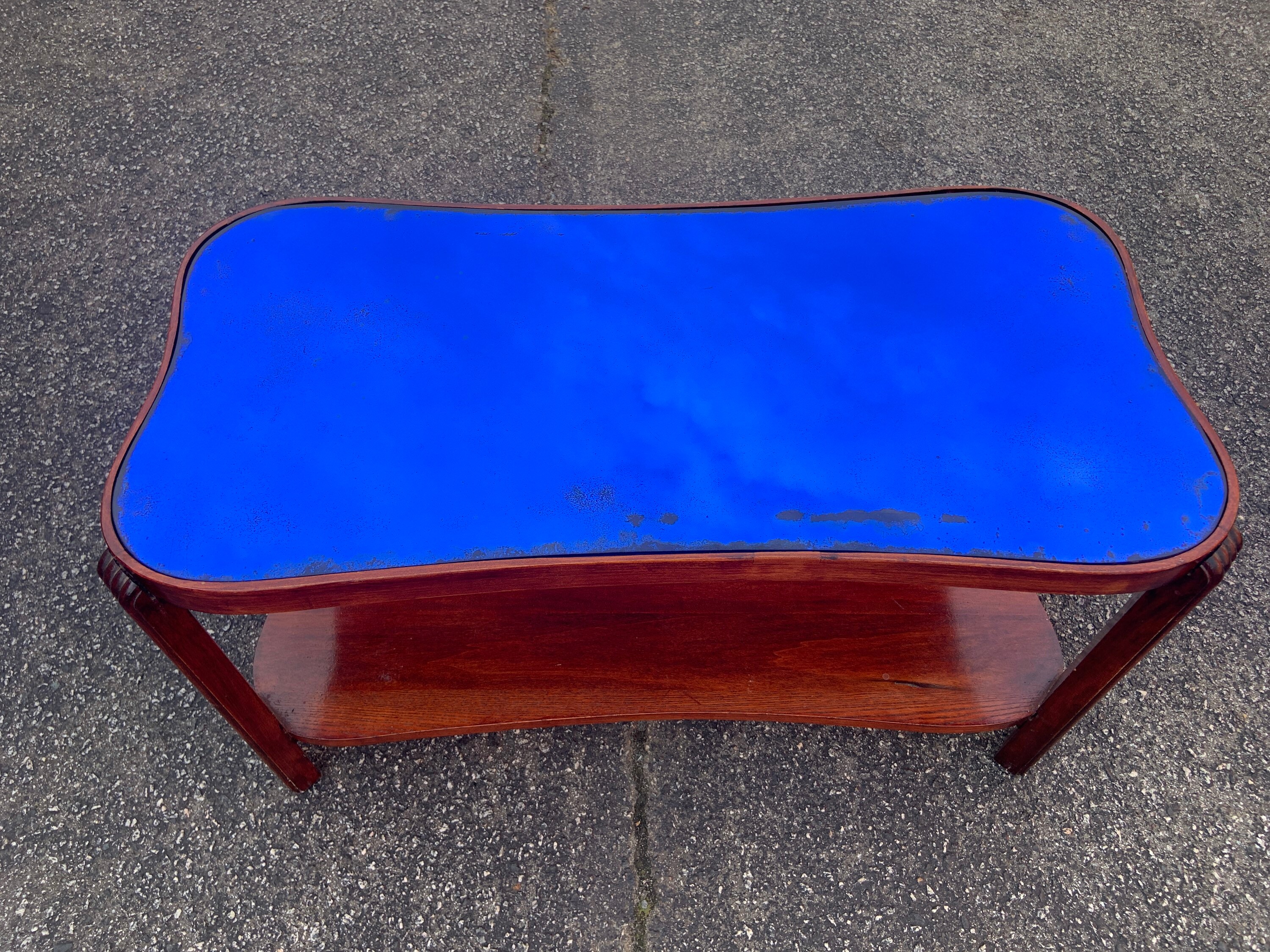 Cobalt glass COFFEE TABLE french Art Deco 1930s 1940's Etsy