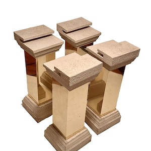 4 Postmodern Coffee Table Legs For glasstop Side Tables 1989 Brass Stucco Pomo contemporary