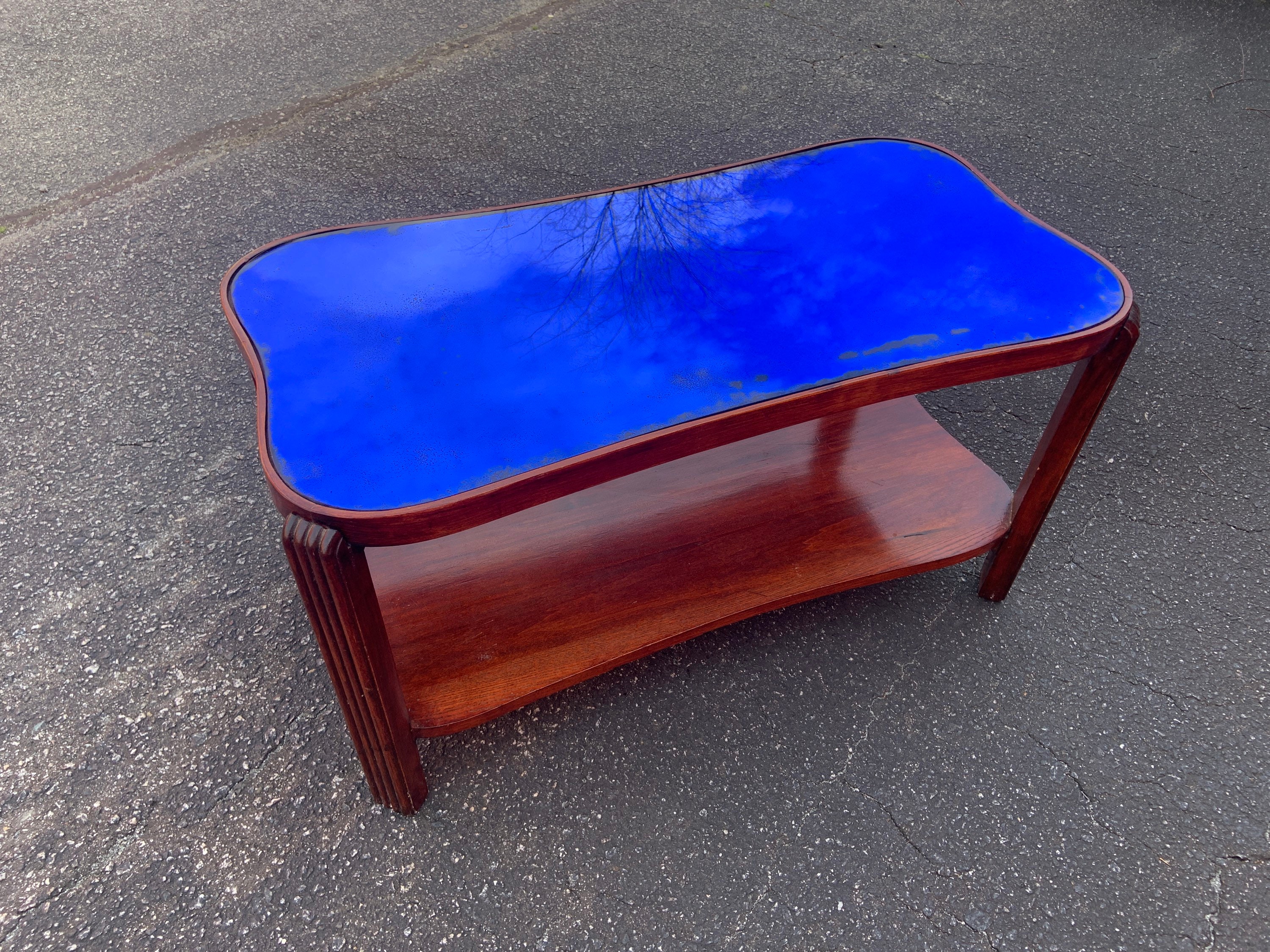 Cobalt glass COFFEE TABLE french Art Deco 1930s 1940's Etsy