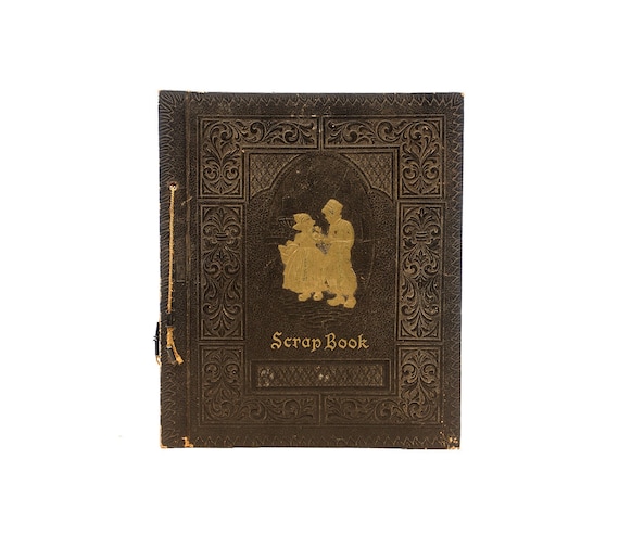 SCRAP BOOK VICTORIAN Black Yellow Photo Album Craft DiY Wedding Gift Diary 1900s 1800s little boy girl dutch european dark embossed 40