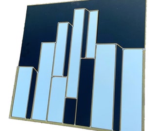 Mid century Modern Square Paul Evans Cityscape style Wall Mirror postmodern