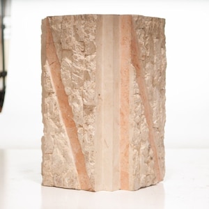 18.5&quot; TABLE BASE PostModern 1980s Tessellated  Coffee Base Stone plaster Magnussen Ponte NEW Old Stock pomo pink white