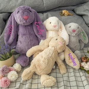 Personalized Bunny Rabbit,Embroidered Bunny Toy,Newborn Baby Gift,Baby Shower Gift,Stuffed Animal,Plush Bunny Toy,Gift For Kids,Boys,Girls