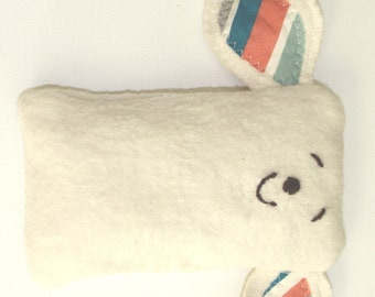 Organic Baby stuffed animal, lovey, tag toy, teether made from organic cotton, stuffed with pure wool